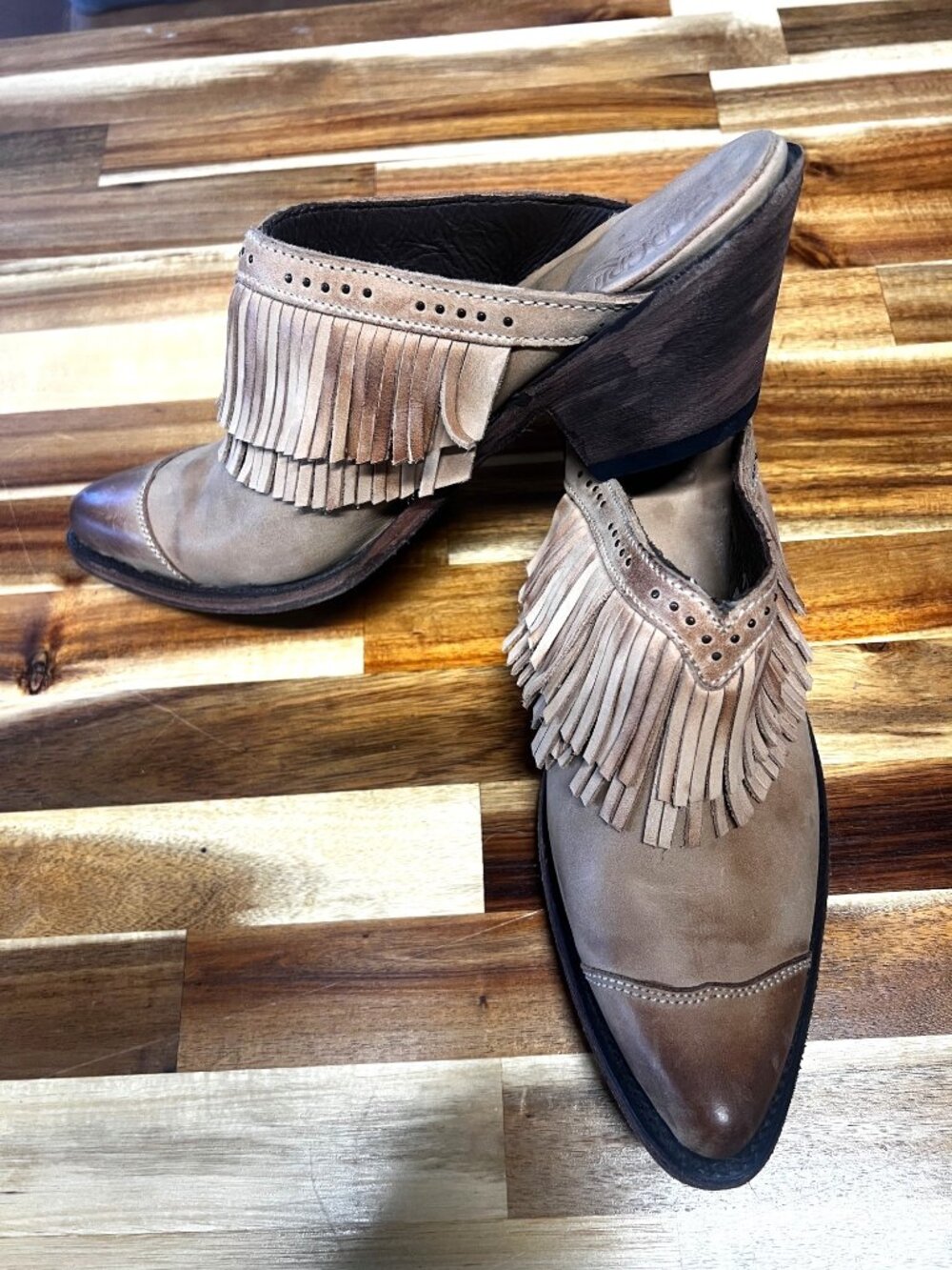 OLD GRINGO mules, size 10.5, leather, fringe, made in Mexico, - Picture 3 of 11